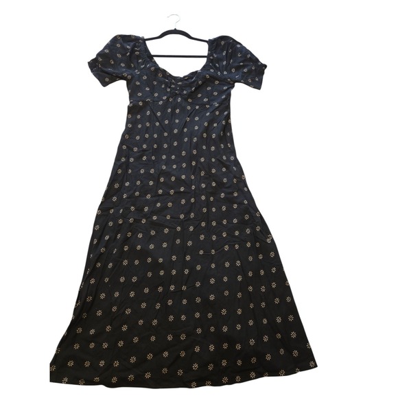 Madewell Size 0 Black Sweetheart Puff-Sleeve Midi Dress New With Tags - Picture 4 of 14